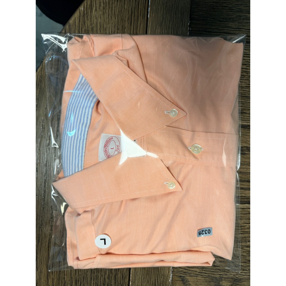 Brooks Brothers 346 Mens Peach Orange Non-Iron Supima Cotton Oxford Shirt Large - Picture 7 of 7